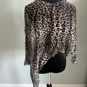 Sheer Animal Print Asymmetrical Overlay Top